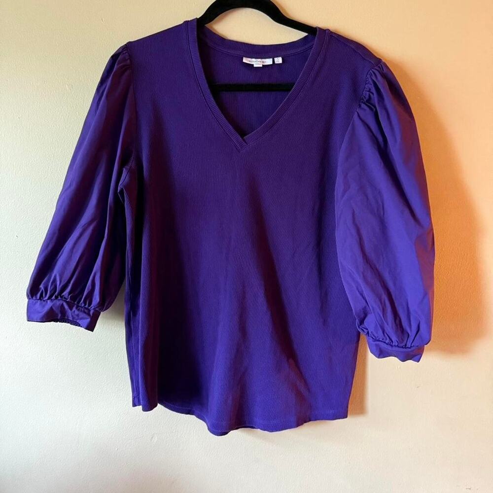 Romantic Workwear Jewel Tone Fall Coastal Grandmother Dramatic Sleeve Top XXL